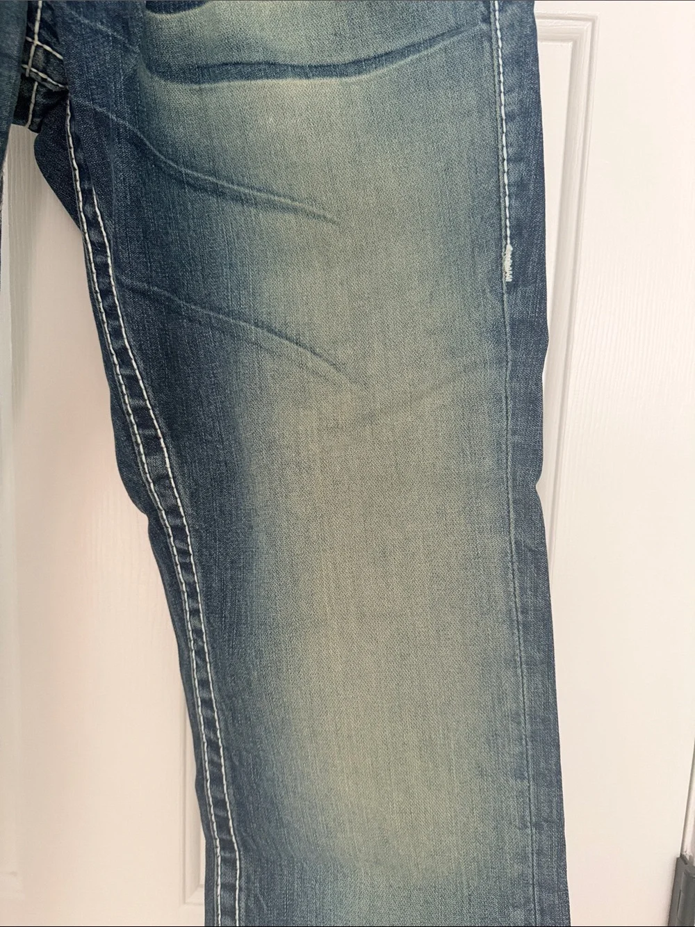 True Religion Men's Straight Jeans in Faded Blue Wash